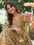 Yellow Pure Cotton Floral Printed A-line Dress